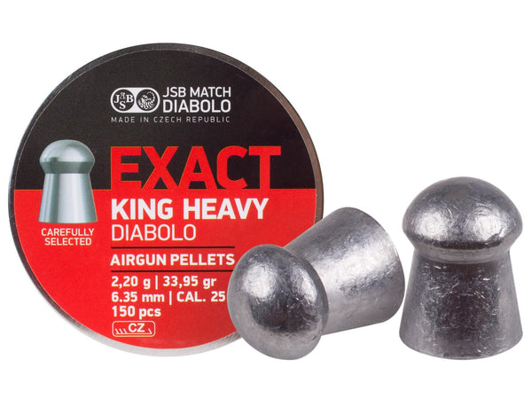 JSB Diabolo Exact King, .25 Cal, 33.95 Grains, Domed, 150ct