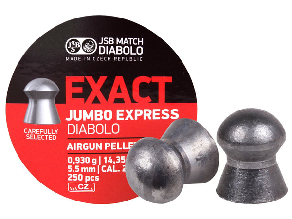 JSB Diablo Exact Jumbo Express .22 Cal, 14.3 Grains, Domed, 250ct