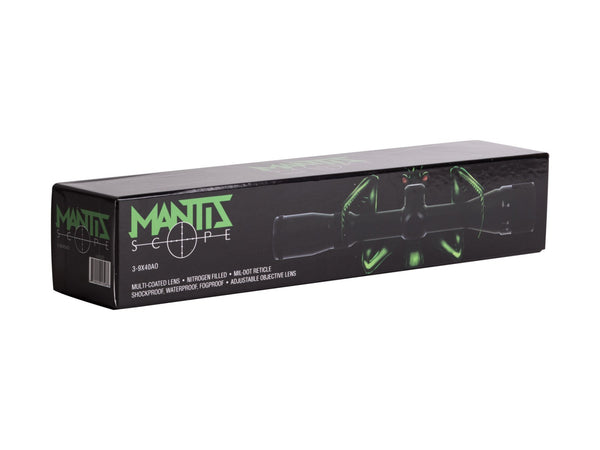 Mantis 3-9x40 AO Rifle Scope, Mil-Dot Reticle, 1/4 MOA, 1" Tube